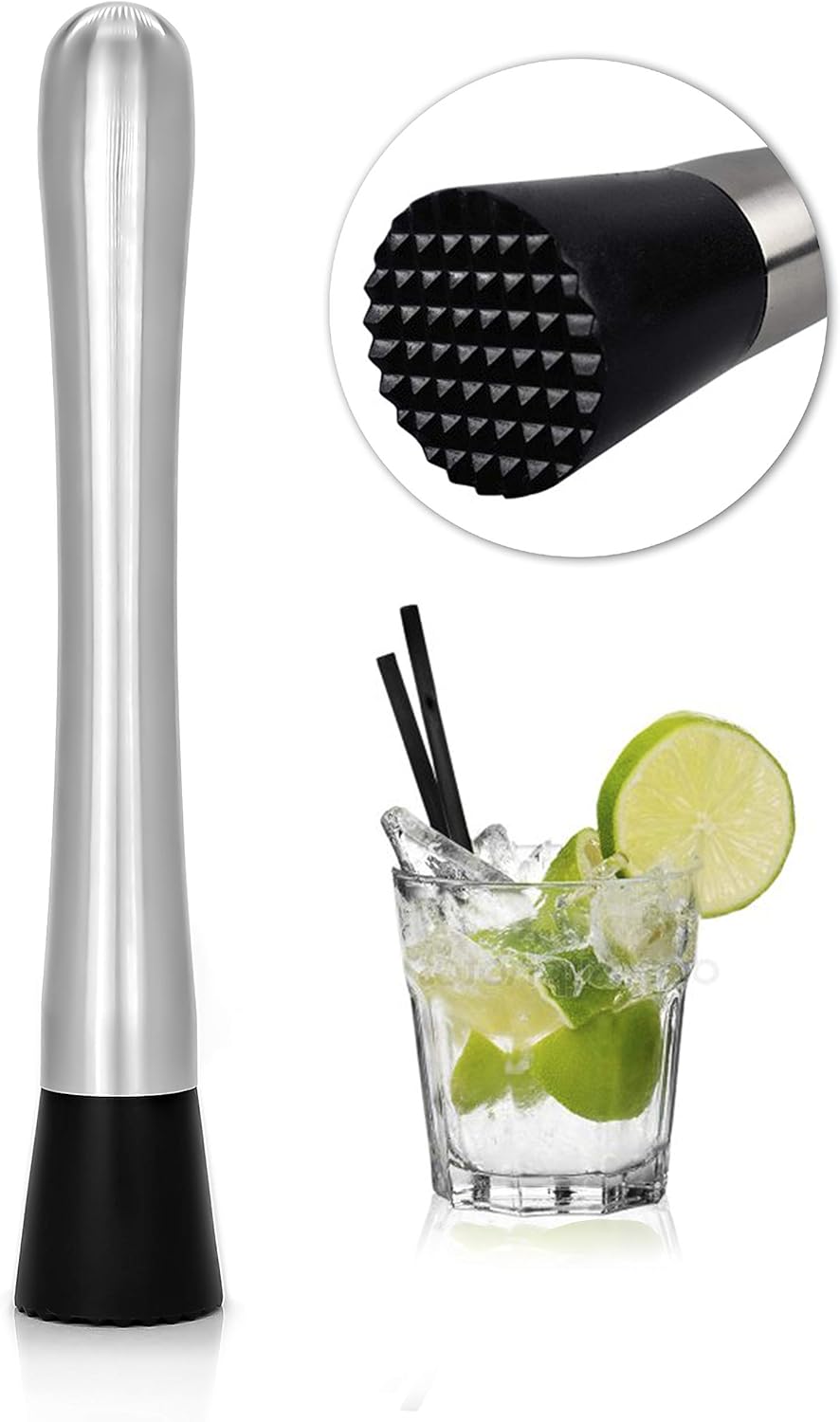 Granny's Kitchen Edelstahl Stößel für Cocktails - Muddler Stick für Limetten & Eis Cocktailstößel Crusher - Eisstößel Barstößel für Caipirinha, Mojito