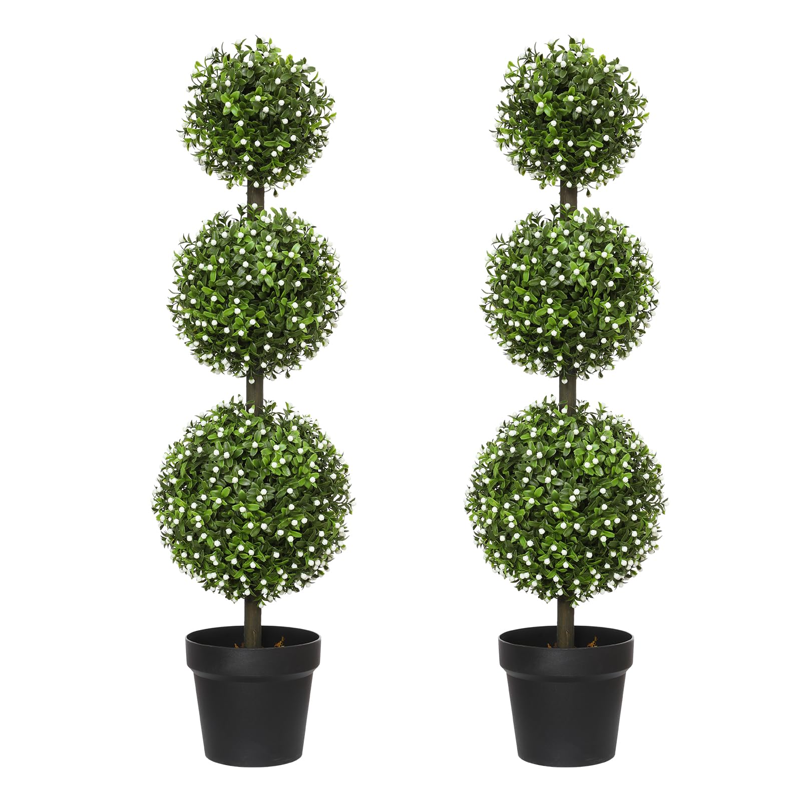 Photo 1 of ***PARTIAL SET***Hobyhoon 3FT Artificial Topiaries - Front Porch Plant, Outdoor Boxwood Topiary Trees Set of 2, Faux Boxwood Plants, Topiary Trees and Outdoor Artificial Plants for Front Porch, Patio and Garden Décor