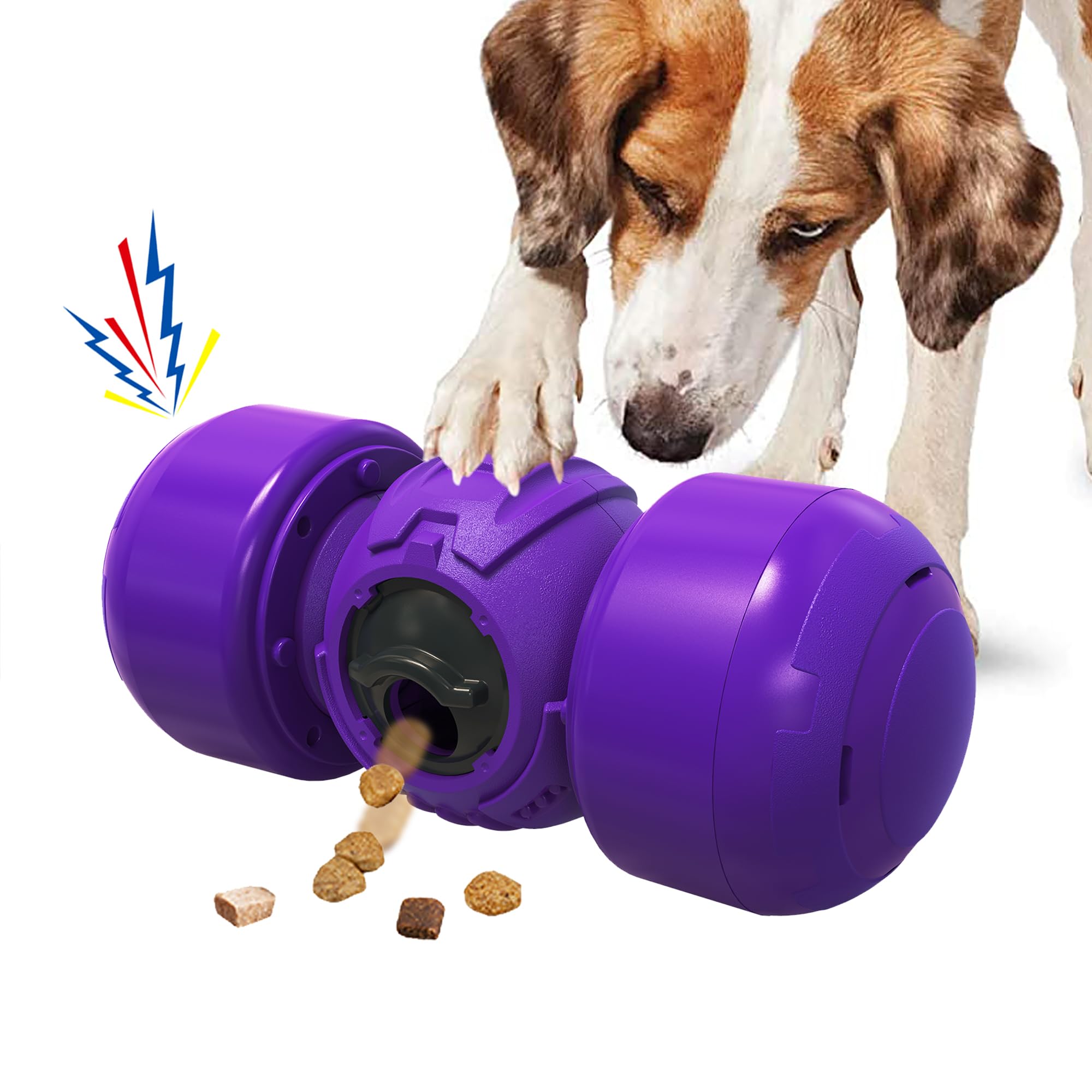 LACCEN Interactive Dog Toy, Rolling Dog Treat Dispenser Slow Feeder, Funny Puzzle Toy Reduce Boredom Improve IQ, Dog Treat Toys for Boredom Medium Large Dogs (Purple)