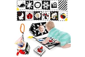 BAOBRAVA 3 PCS Black and White High Contrast Baby Toys for Newborn, Montessori Toy Sensory Infant Tummy Time Toy Baby Essentials 0-6-12 Months Gifts