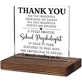 Thank You School Psychologist Gift – Acrylic Desk Plaque with Appreciation Quote, Rustic Wood Base Sign for Graduation, Retirement, National School Psychology Week or Farewell TKA127