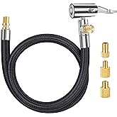 LUMITECO 20 Inch Tire Inflator Hose Adapter, Car Air Hose Self-Locking Air Chuck w/Tire Schrader Valve Fine Thread &amp; Presta Valve Adapter, Quick Connect &amp; Release for Pump Air Compressor Attachments