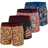ED HARDY Mens Boxer Briefs 4 Pack, Soft Fabric Underwear, Pull On Closure, Machine Washable Comfortable Stretch Boxers