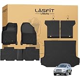 LASFIT Floor Mats &amp; Backrest &amp; Trunk Mat for Toyota RAV4 2006-2012 5 Seat | 100% TPE All Weather Custom Fit Floor Liner 1st &amp; 2nd Row &amp; Seat Back &amp; Trunk Mats Full Set Automotive Accessories, Black