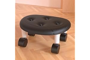 KitchLife Mobile Low Rolling Stool with ABS Plastic Surface & 360° Swivel Wheels, Black - Comfortable, Heavy-Duty, Ideal for Cleaning Kitchen Floor, Lower Cabinets, Baseboards, Packing and Playing
