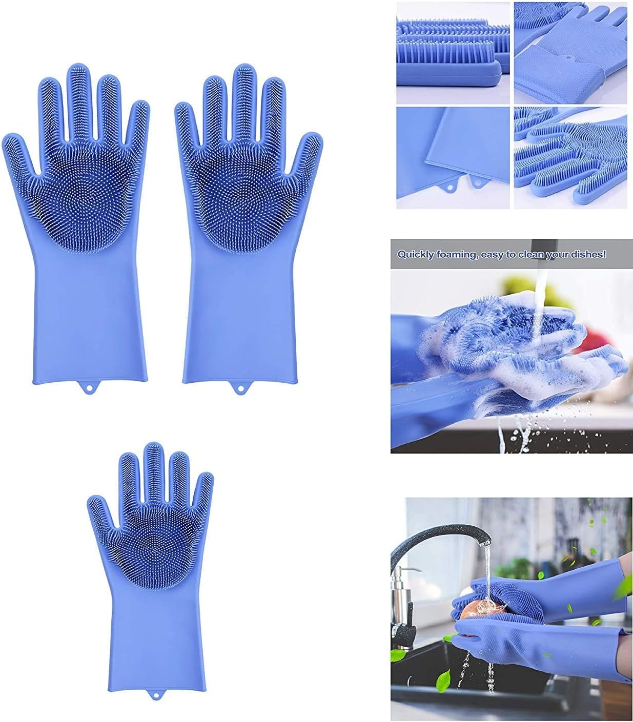 Ivaan Magic Dishwashing Gloves with Scrubber, Silicone Cleaning Reusable Scrub Gloves for Wash Dish,Kitchen, Bathroom (Multi)
