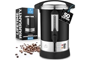 Zulay Commercial Coffee Maker Machine Urn - Large Percolator Pot Dispenser With Double-Wall Stainless Steel, Quick Brew, Stay