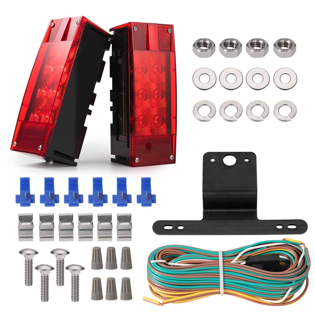 CZC AUTO 12V LED Low Profile Submersible Rectangular Trailer Light Kit