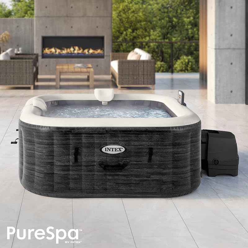 55090 - SPA Hinchable Exterior e Interior para 4 Personas, Medidas 175x175cm, Capacidad 795 litros, Temperatura del Agua 10º- 40º, SPA Inflable, bañera
