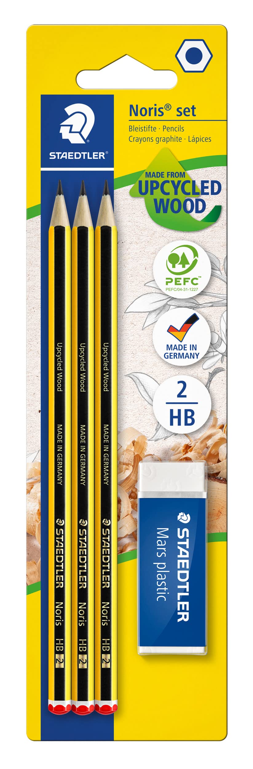 Staedtler 120 Noris Pencil R BK3D 3 ST Mars Plastic Eraser and 1 Piece Blister Card