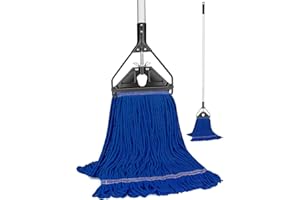 Heavy Duty Commercial Cotton Mop for Floor Cleaning, Looped-End Industrial String Wet Mop with Long Handle for Home,Garage,Office, Workshop, Warehouse-SOBONNE