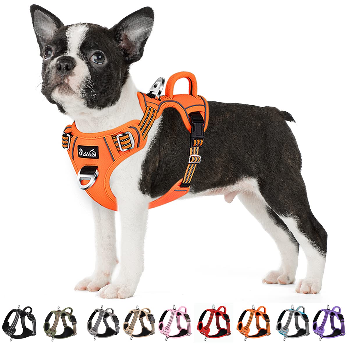 Eyein Medium Dog Harness, Anti-Pull Adjustable Heavy Duty Pet Vest with 2 Clips, Escape-Proof Puppy Harness with Soft Padded Handle, Reflective for Outdoor Training & Walking