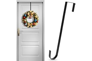 ZningEsxi 12 in Wreath Hanger for Front Door Black Wreath Hangers Over The Door Hanger Hook Wreaths Holder Christmas Halloween Easter Wreaths Hook Decorations Indoor Outdoor Narrow