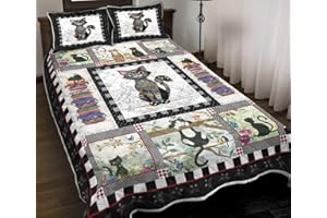 ZBIGTEE Cat Quilt Bedding for Girls - Cat Embroidery Pattern Quilts - Kitten Bedding Animal Bed Sheets - Kitten Comforter for Lover Boys Lovely Animal Gifts for Mom Dad Daughter All Season