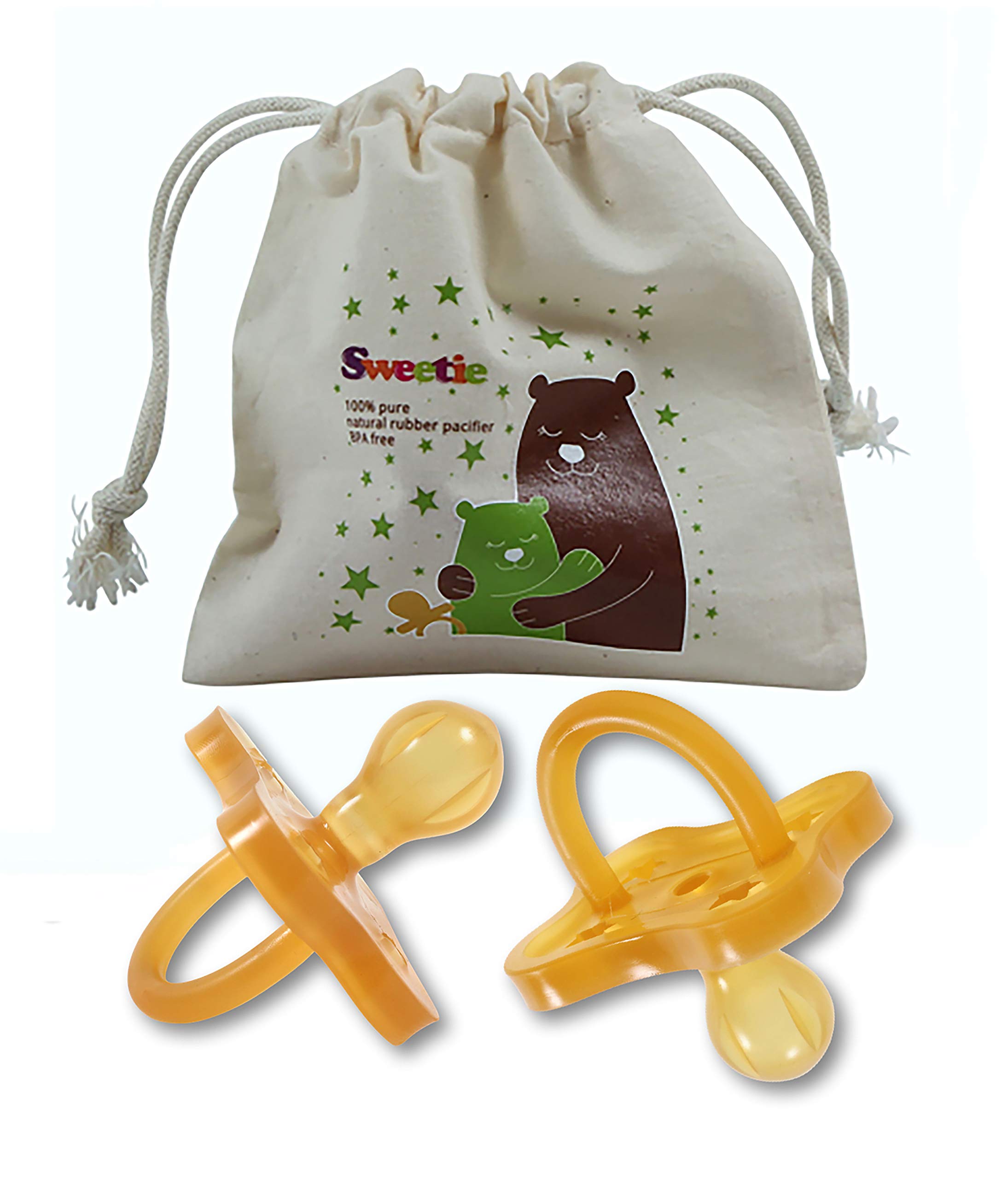Sweetie Rubber Pacifier STAR SHAPE RUBBER Natural Rubber with Rounded Nipple 1 Count (0-6 small)