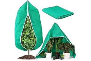 Plant Covers Freeze Protection, 47.7" X 71.7" Winter Cold Weather Frost Cloth Blankets, Garden Warm Jacket Bags with Drawstri