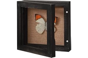 BECTSBEFF 6x6 Square Shadow Box, Display Size 5x5 Shadow Box Frame with Glass, Small Display Case with Hinge and Magnetic Door for Shells Taxidermy Keepsake Photos Tickets Coins-Weathered Black