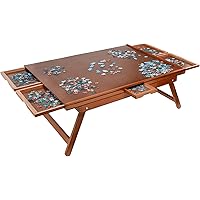 Jumbl 1500-Piece Puzzle Board Rack w/Legs | 27” x 35” Jigsaw Puzzle Table | 6 Removable Magnetic Sorting Drawers | Smooth Pla