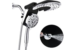 BOZYBO Rain Shower Head with Handheld: Foldable High Pressure Shower Heads with Handheld Spray Combo, 9 Spray Settings/Modes Hand Held Showerhead Dual Rainfall Shower Head Built-in Magnetic Docking and Jets
