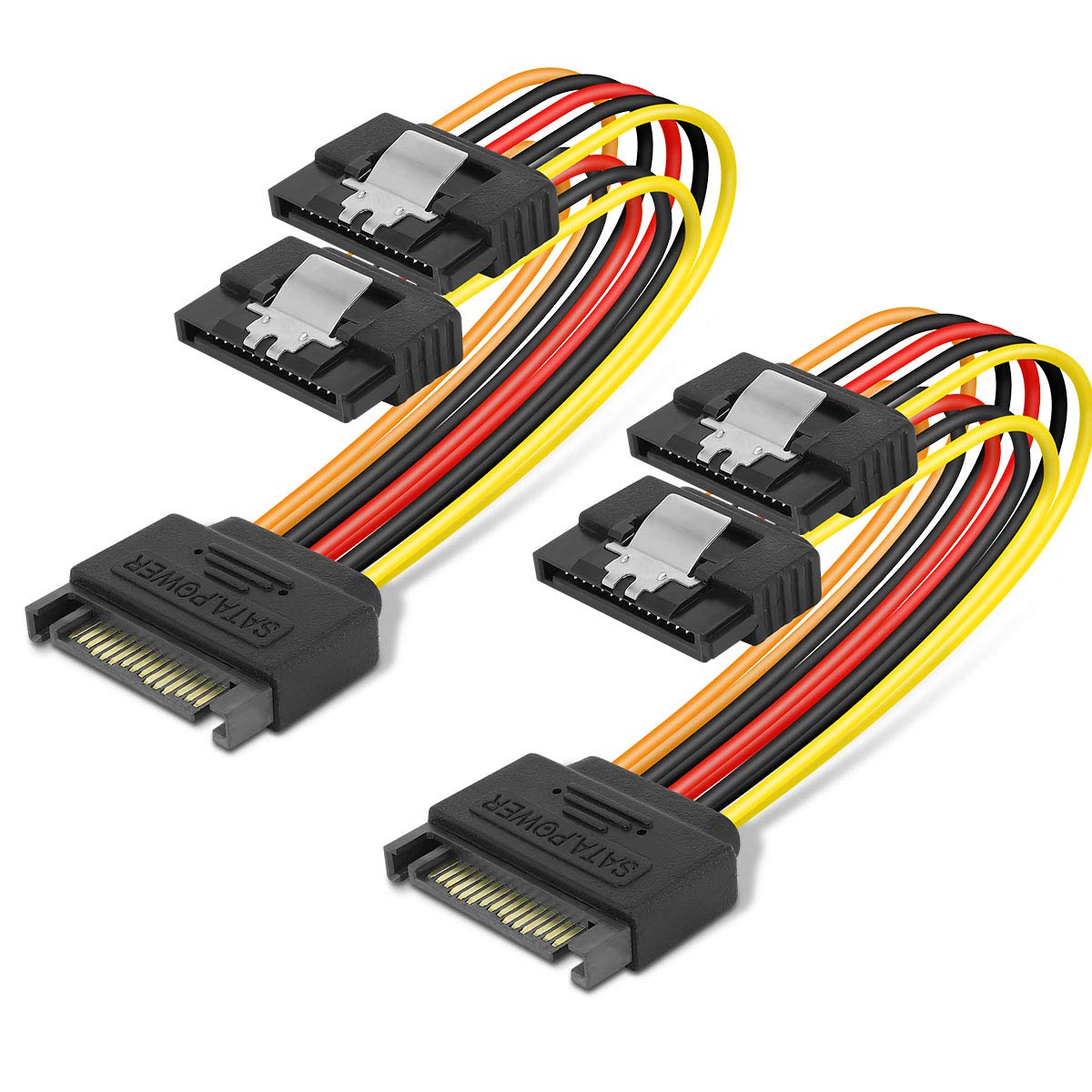 Benfei 15 Pin SATA Power Y-Splitter Cable 15cm - 2 Pack
