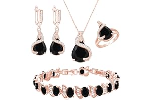 GZWHD Jewelry Set for Women Water Drop Cubic Zirconia Artificial Crystal Earrings Pendant Necklace Open Ring Tennis Bracelet Wedding Anniversary Birthday Engagement Gift for Bridesmaid Wife Girlfriend Friend