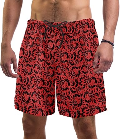 black and orange swim trunks