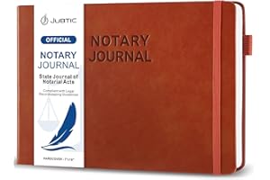 JUBTIC Notary Journal Log Book - Notary Public Journal of Notarial Acts - Notary Supplies with Privacy Guard– Horizontal, 378 Record Entries, 128 Numbered Pages, Hardcover, 10x7″ (Brown)