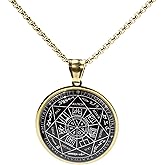 Seven Angel Medal Pendant Stainless Steel Glass Solomon Talisman Necklace Guardian Jewelry Men and Women 24 inch Gift Set