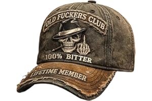 Retro Old Man Club Casual Hat, Old Fuckers Club Vintage Adjustable Distressed Baseball Caps, 100% Bitter Lifetime Member Hat,