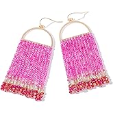 Bohemia Beaded Dangle Earrings - Handmade Seed Bead Earrings, Statement Beaded Tassel Earrings for Women