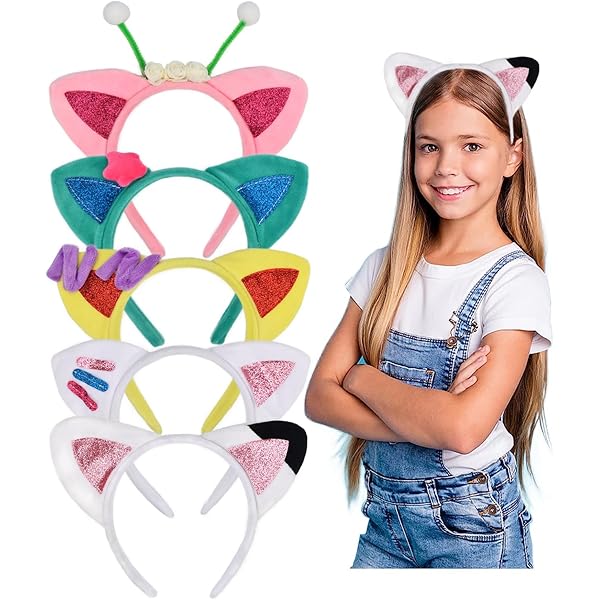 COCIDE Katzenohren-Haarbänder, 12 Stück – Glitzer-Haarschmuck Für Partys, Cosplay & Halloween