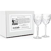 HISTORY COMPANY Starburst-Cut Crystal Tall Cocktail Glass – Nick & Nora-Inspired 2-Piece Set for Craft Cocktails (Gift Box Collection)