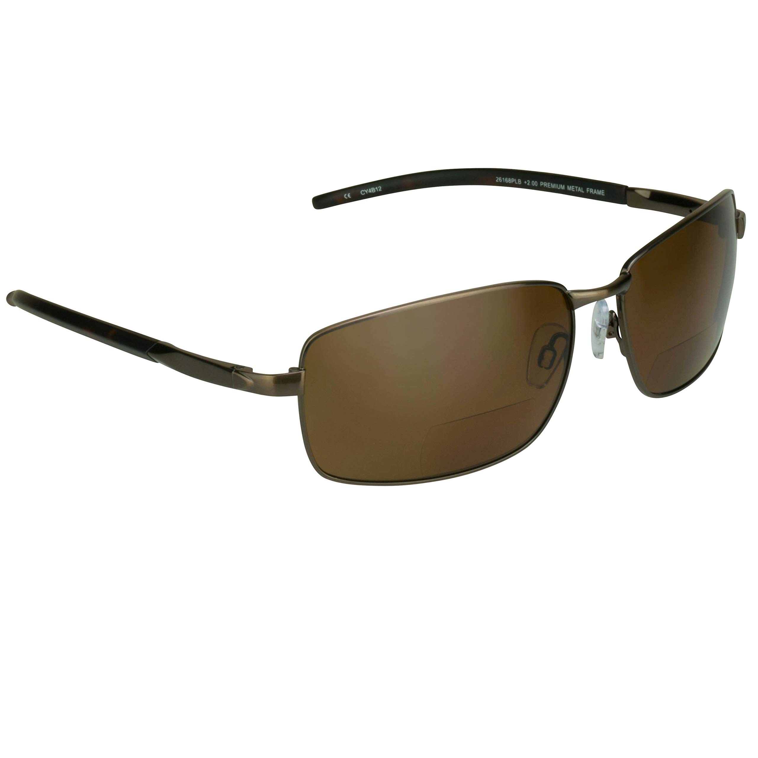 proSPORT Polarized Bifocal Reading Sunglasses Mens Durable High Nickel Metal Rectangular Frame Polycarbonate Anti-Glare TAC Polarised Grey or Amber Lens 1