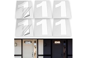 iSYFIX Reflective Vinyl Number 1 (One) Stickers - 6 Pack 5 inch Self Adhesive - Premium Decal Die Cut & Pre-Spaced for Mailbox, Signs, Door, Cars, Trucks, Home, Business, Address Number, In & Outdoor
