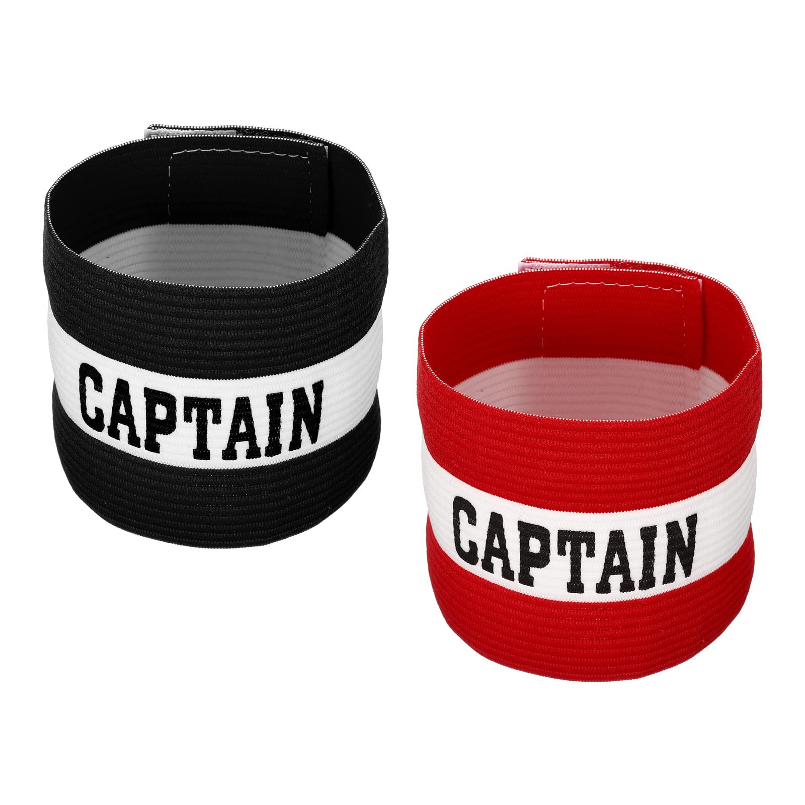 PATIKIL Captain's Armband, 2 Pack Elastic Arm Band for Soccer Team Training, Black Red