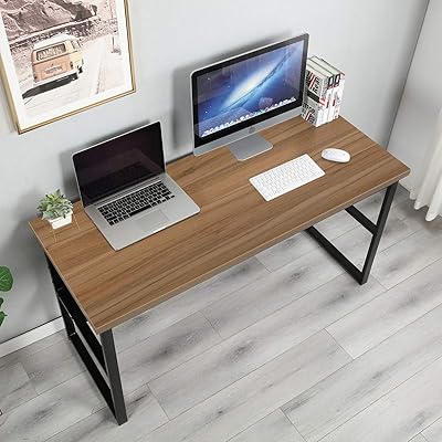 Buy Dlandhome 55 Inch Computer Desk With Storage Shelf Underneath Office Trestle Desk Desk Writing Table Workstation Table With Bookshelf For Home Office Ld Jb01ok Online In Turkey B07z81gxsl