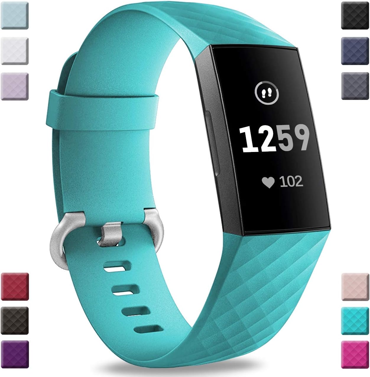 Hamile Bands Compatible with Fitbit Charge 4 / Fitbit Charge 3 / Fitbit Charge 3 SE, Waterproof Replacement Watch Strap Fitness Sport Band Wristband for Women Men, Large, Teal