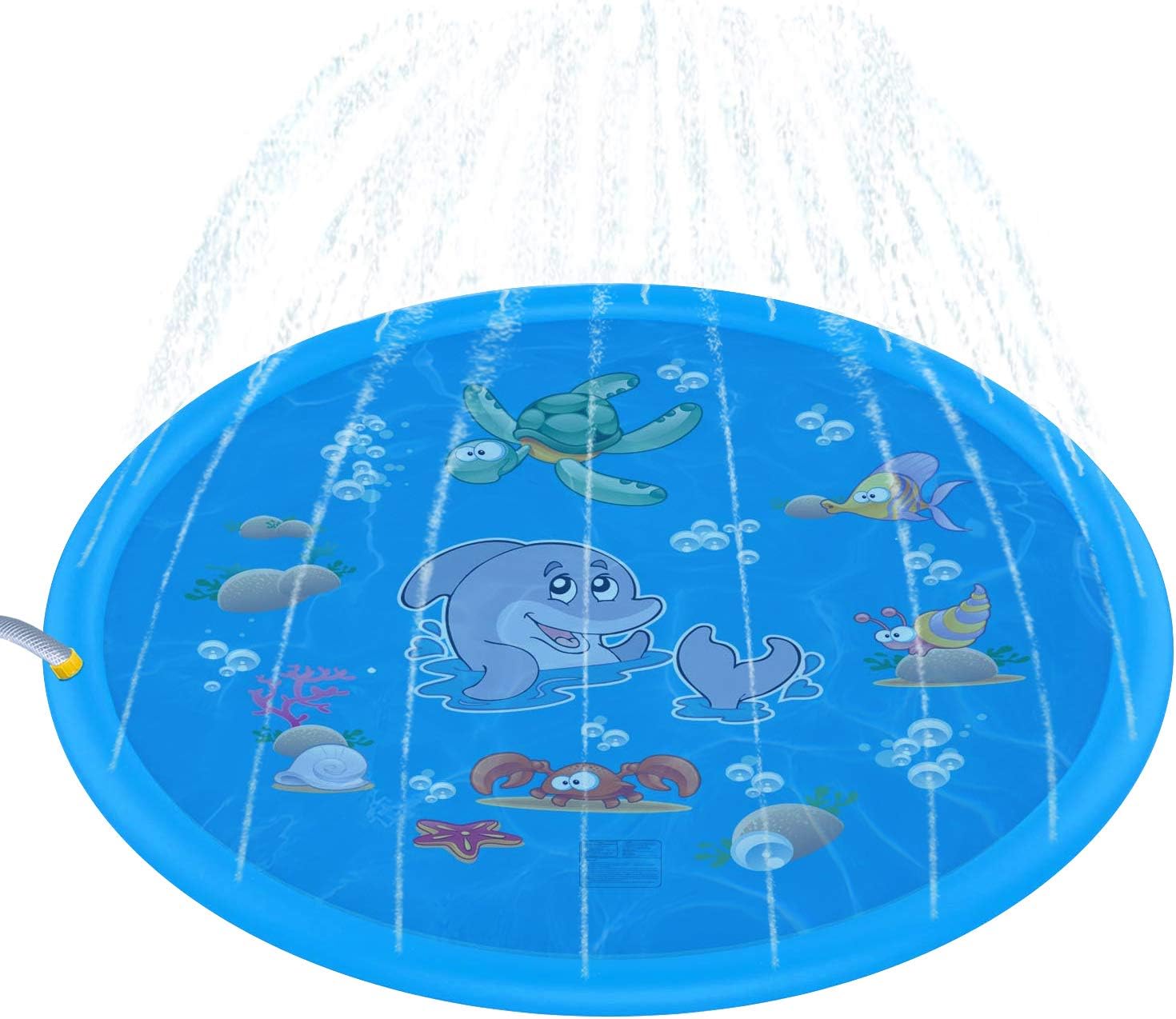 MDrebel Sprinkler for Kids, 68" Sprinkler and Splash Pad, Inflatable Outdoor Sprinkler Mat Water Toys for Kids Toddlers Babies Boys and Girls (Blue)