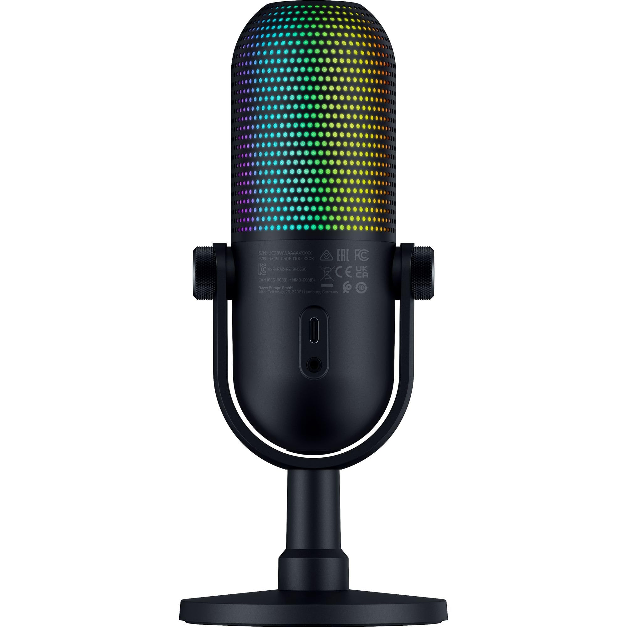 Razer Seiren V3 Chroma - RGB-USB-Mikrofon mit Tap-to-Mute (Reaktive Beleuchtung, Supernieren-Kondensator-Mikrofon, Digitaler Verstärkungsbegrenzer und integrierter Schockdämpfer) Schwarz 9