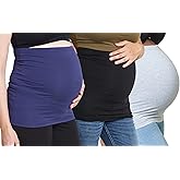 Maddie Moo Belly Bands - Available in 8 Sizes and 7 Colors. Maternity & Postpartum Shirt Extender 3 Packs for All Stages of Pregnancy