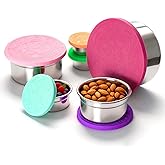 YJSLICT 6 Pack Stainless Steel Lunch Containers with Lids Set, Round Nesting Snack Container (Size 38, 24, 12, 6, 4, 2oz), Metal Salad Containers for Lunch, Picnic, Home, Travel