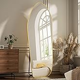 ZENOMIRRIS Full Length Floor Mirror - 76"x34" Irregular Diamond Shaped Floor Mirror Aluminum Frame Mirror Full Length for Bedroom Living Room Cloakroom Decor Gold