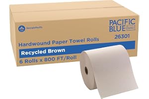 Pacific Blue Basic by Georgia-Pacific PRO Recycled Hardwound Paper Towel Rolls, Brown, 800 Feet Per Roll, 6 Rolls Per Case, 2