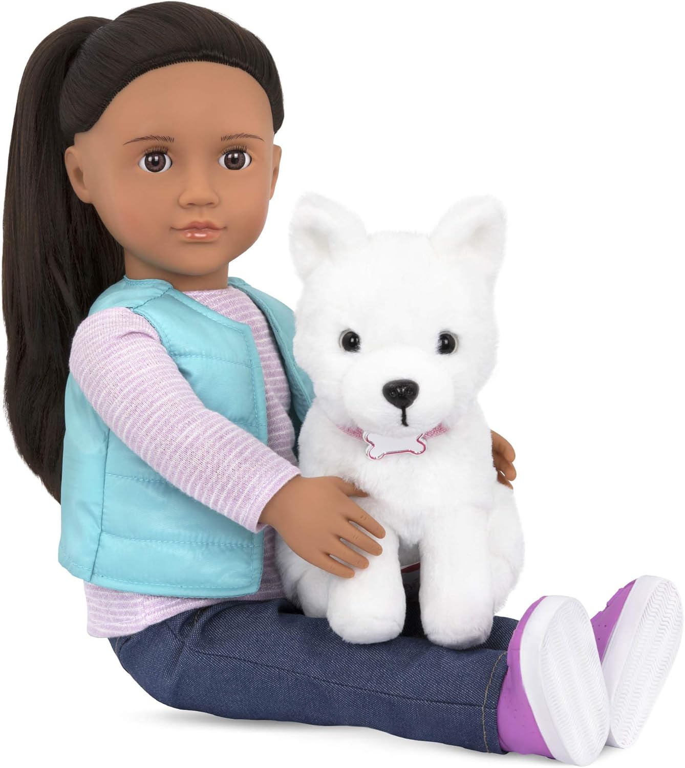 Our Generation - Cassie - 18-Inch Doll & Pet - Black Hair & Hazel Eyes - Samoyed Stuffed Animal - Pretend Play - Toy for Kids 3 Years + - Image 4