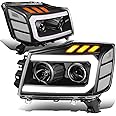DNA MOTORING HL-HPL-NARN04-BK-CL1 Clear Lens Reflector Headlights Compatible with 04-15 Nissan Titan 05-07 Armada 3D LED Running Light Bar Amber Turn Signal