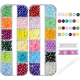 4mm Natural Mixed Colors Jade Gemstones Beads Tiny Spacer Round Loose Beads Jewelry Making KIT with Thread and Needles 600 PCS(24-Colors Jade, 4mm)