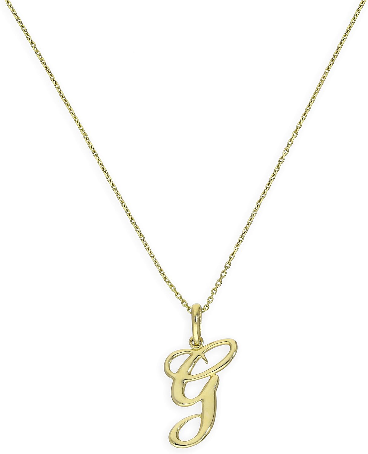 Ciondolo Lettera G In Corsivo Maiuscolo D Oro Giallo 9ct Con Collana Di 50 8cm Amazon It Gioielli
