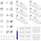 18PCS Ear Piercing Kit with Steel Earrings, Silver Pre-Loaded Studs Tool | Disposable Ear Piercing Set for Adults with Easy-to-Use Design for At Home Piercing and Personal Jewelry Styling
