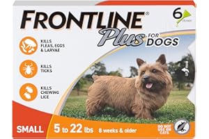 FRONTLINE Plus Flea and Tick Treatment for Small Dogs Upto 5 to 22 lbs., 6 Treatments