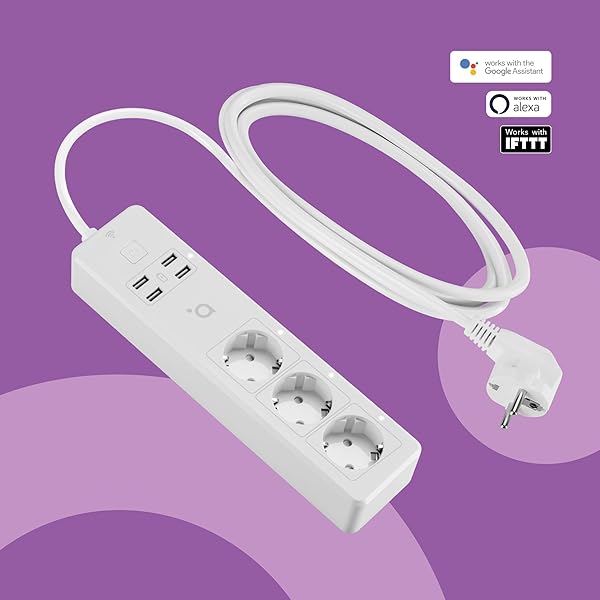 acme SH3103 Regleta Inteligente con 3 Tomas y 4 USB I Enchufe Inteligente Wifi I Regletas Enchufes Con Control Remoto I Temporizador Enchufe Compatible Con Alexa Google Assistant I Enchufe Multiple
